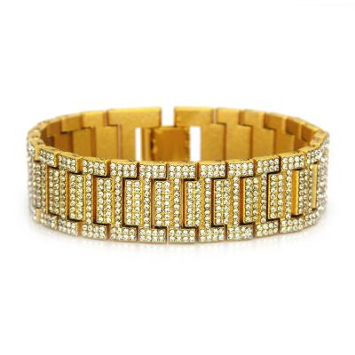 China Wholesale Hip Hop Fashion Jewelry Hip Hop Diamond Bracelet Accessories Gold Bracelets For Men's Designs for sale