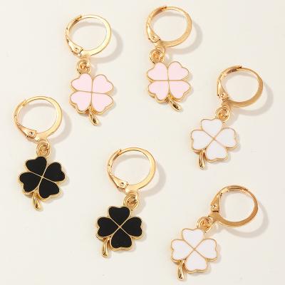 China 3Pair/Set FASHIONABLE Popular Design Alloy Multi-piece Oil Drop Butterfly Flower Letter Clover Top Earrings Set For Multiple Piercings for sale