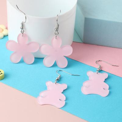 China Ethnic Style Wholesale 2 Pairs/Set Fashion Cute Pink Bear Earrings Flower Stud Earrings For Girls for sale