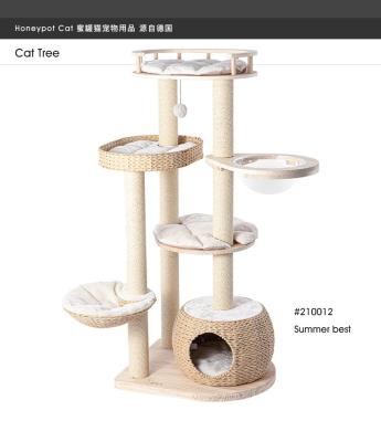 China Sustainable Pet Furniture Rest Play Climbing Cat Climbing Frame Luxury Modern Natural Scratcher Set Wooden Frame for sale