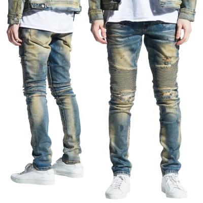 China Color Fade Proof OEM Stone Wash Skinny Jeans Mens Fashion Ripped Jeans Mens Popular Mens Biker Jeans for sale