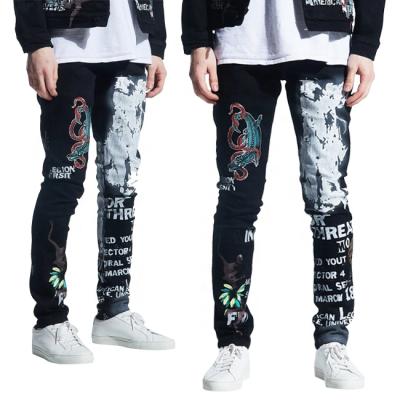 China Special Fashion Pattern Design OEM Fashion Fade Proof Color Jeans Men Latest Custom Mens Printed Jeans for sale