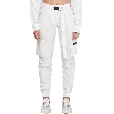 China OEM Anti-Static White Custom Made Girl Pants Street Jogger Ladies OEM Side Pocket Cargo Pants For Women for sale