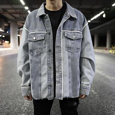 China Tide color block denim viable men's casual jacket brand dropshipping men's casual jackets for sale