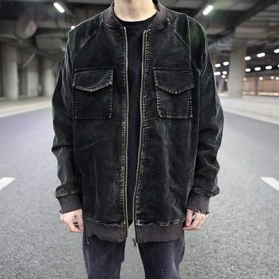 China Viable distressed men's field jackets stock dropshipping solid color men's bomber jacket for sale