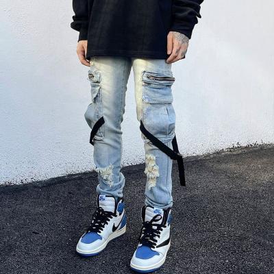 China Color Fade Proof Latest design mens distressed denim stock factory selling mens casual jeans dropshipping for sale