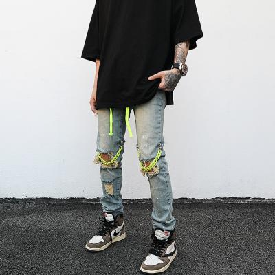 China Color Fade Proof Dropshipping Skinny Jeans Mens Streetwear Mens Ripped Jeans Stock for sale