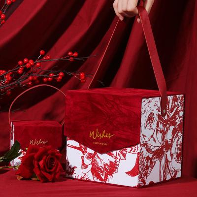 China Other Chinese style gift box hand gift box chocolate wedding candy box red hand gift box for sale