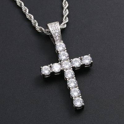 China AJ009-PE Environment Friendly Hot Sale Europe Gold Iced Out Hip Hop Cross Pendant Jewelry For Amazon ebay Wish Online Store for sale