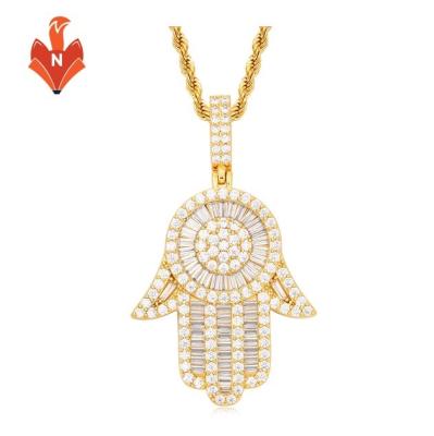 China AJ019-PE Environmental Friendly Wholesale In Stock Iced Out Hamsa Hand Pendant Charm Hip Hop Jewelry For Amazon ebay Wish Online Store for sale