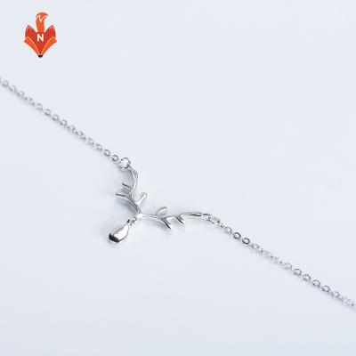 China NH-AJ028B-NE Hot Sale 925 Style Antlers Romantic Silver Pendant Necklace Mini Clavicle Necklace For Women for sale