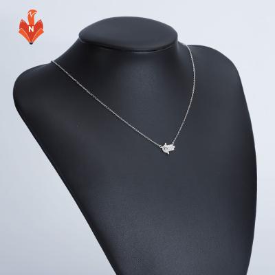 China AJ017-NE Customized Environmental Friendly Female Hamsa Personalized Necklace 925 Silver Clavicle Chain Silver Necklace In Gift Necklace Box for sale