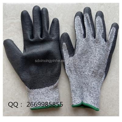 China 1/2 13G HPPE PU Coated PU Coated Cut Resistant Glove for sale