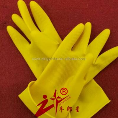 China Breathable Industrial Chemical Work Orange Rubber Gloves for sale