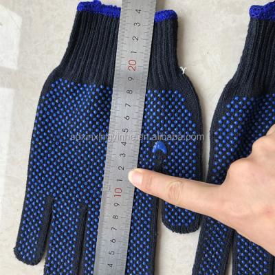 China Two Sides Navy Blue Cotton Knitted Double Sides Dot Glove for sale