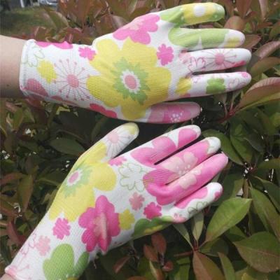 China Electronic Components Work Assembly Garden Light Work Flower Lady PU Gloves for sale