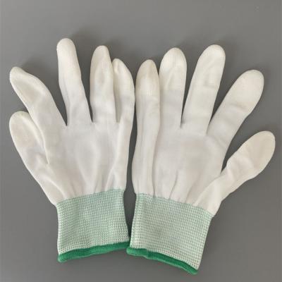 China Electronic Components Work Set 13G White Polyester White PU Fingercoated Gloves for sale