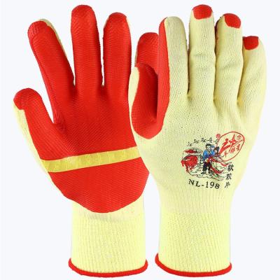 China Palm factory supply cotton shell steel work latex laminated glass use niulangxing rubber gloves for sale