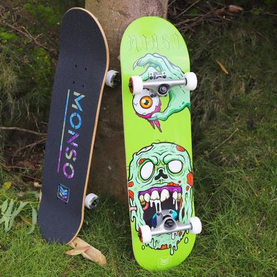 China Best Selling Canadian Adult Hard Rock Maple White Stripe Boards Monso Design Street Skateboard Complete for sale