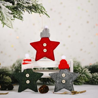 China Small Christmas Tree Ornament Knitted Hat Star Christmas Home Decoration Christmas Decor Diy Party Pendant for sale