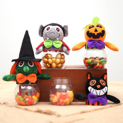 China Transparent Halloween Candy Box Halloween Decoration Black Cat Pumpkin Candy Jar Wholesale Gift Jar for sale