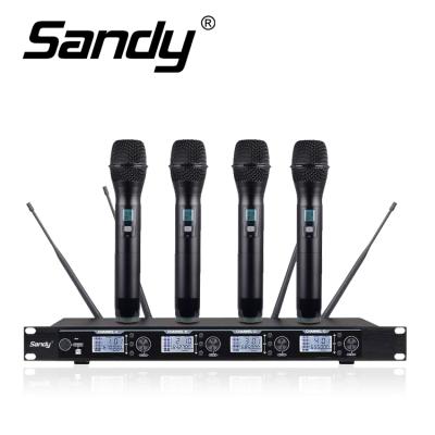 China Handheld Microphone SD-80 4channels UHF Wireless Microphone For Stage / Conference System for sale