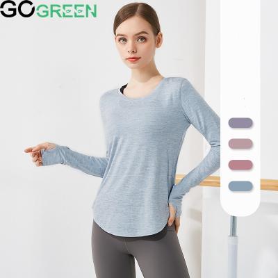 China Breathable Quick Dry Sportswear Ladies Yoga Sets Long Yoga Suit Active Women's Workout Clothing T-Shirt Outdoor Wear Workout for sale