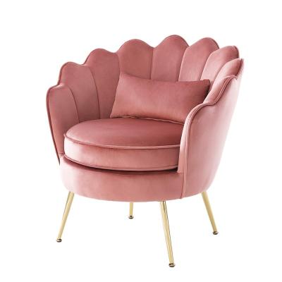 China Simple Design Comfortable Legs Gold Fabric Velvet Chair Modern Nordic Pink Armchair for sale