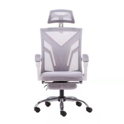 China Hot Sale Convertible High Back Breathable Office Chair White Linkage Armrest Computer Chair With Footrest for sale