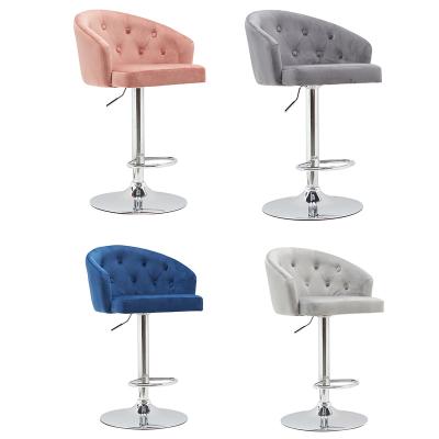 China 360 Degree Rotating Adjustable Tufted Bar Chair Nordic Modern OEM ODM Kitchen Velvet High Bar Stool for sale