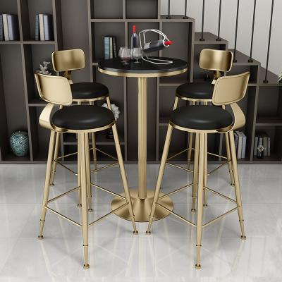 China High Quality Eco-friendly Gold Metal Leisure Kitchen Coffee Table Sets Chair Sillas Para Barra Bar Chair De Bar for sale