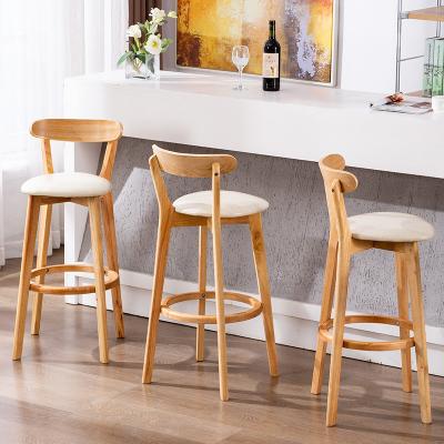 China Eco-friendly Simple Backrest Wood Stools Outdoor Bar Chairs Solid Wood Kitchen Bar Stool for sale