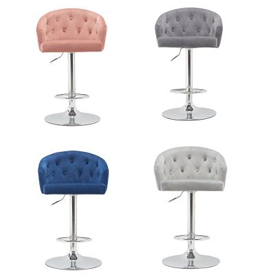 China 360 Degree Rotating Nordic Luxury Kitchen Modern Velvet Stool High Back Bar Chair For Bar Table for sale