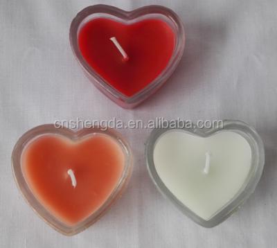 China Heart shaped romantic wedding glass candle scented valentine candle for sale