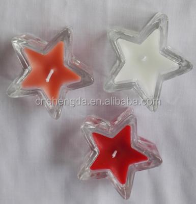 China hot sale five-pointed star shaped five-pointed star glass candle with high quality for sale