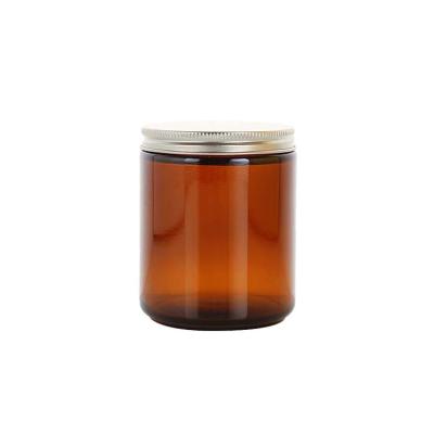 China 220ml Cosmetic Luxury Clear Amber Empty Cream Container Glass Bottle Candle Brown Glass Jar for sale