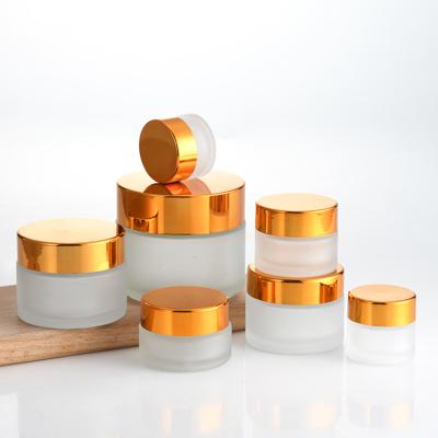 China Cosmetic Customize 30g 100g High Quality Transparent Cosmetics Face Cream Glass Bottle and Lid. for sale