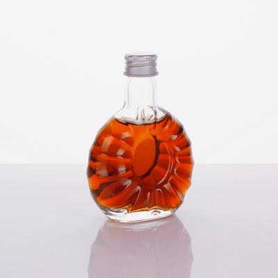 China Hot Selling Beverage Glass Bottle 50ml XO Small Brandy Whiskey Glass Bottle for sale