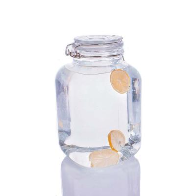 China 3L Food Sealed Removable Kitchen Food Storage Jar Sealed Storage Square Jar With Glass Lid for sale