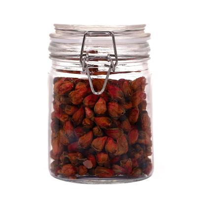 China Wholesale 800ml Food Kitchen Supplies Stainless Steel Clip Jar Snacks Oatmeal Grain Storage Glass Sealed Jar for sale