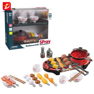 China Plastic Kids GRILL Grill Simulation Throw Kitchen Set Cooking Role Play Toys with Light and Sound for sale