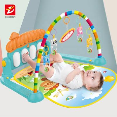 China Toy Kids Multi Functional Educational Fitness Rack Baby Gym Piano Play Sleep Mat with Animal Rattle for sale