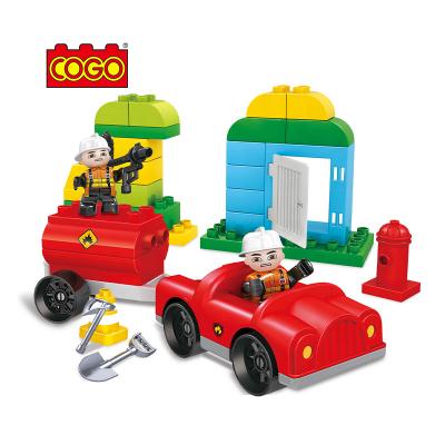 China Building Toy COGO 30pcs Fire Station Bricks ABS Large DIY Building Block Juguetes Children Enlightenment Toys Set For Toddlers for sale