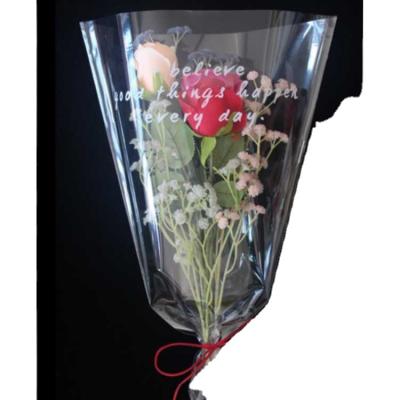 China Wholesale CLASSIC Clear Plastic Triangle Gold Gifts Bags Valentine Wedding Party Rose Bouquet Flower Sleeve Packaging Bag for sale