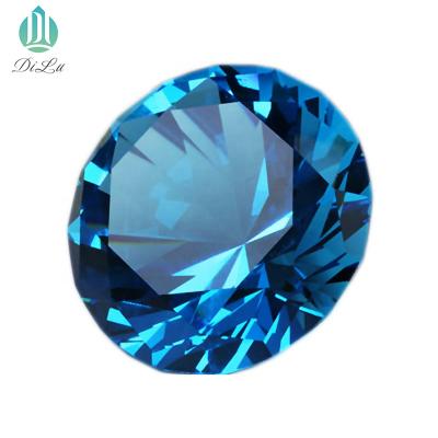 China Wholesale Decorative Europe Lake Blue 60mm 80mm 100mm DILU Large Crystal Glass Stone Diamond for Wedding Souvenir Paperweight Table for sale