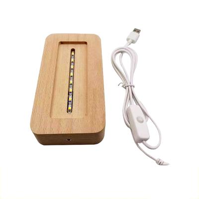 China Modern EUROPEAN Wholesale Solid Wood Led USB Reference Night Lighting Stand Holder Lamp For Crystal Gift for sale