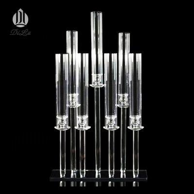 China Manufacturer Direct SALE Candle Holder For Home Decor DILU Crystal Glass Tubes Hurricane Candle Holders Tall Candelabra For Wedding Table Centerpieces Decoration for sale