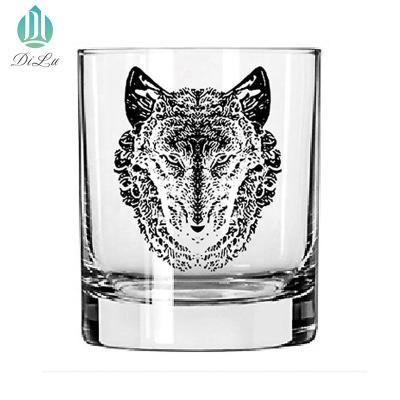 China 2019 FREE SAMPLE Wine DL Wolf Head Logo Vodka Tequila Shot Glass Engraved Mug/Round Whiskey Glass Cup/Wine Glass Mug for sale