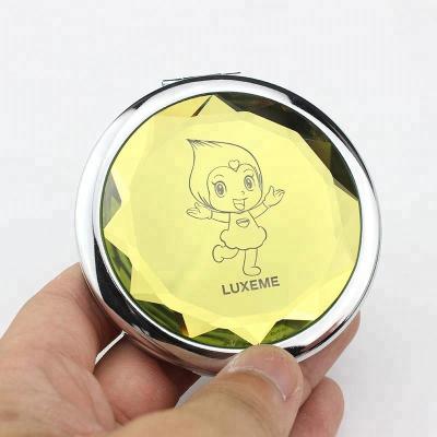 China Portable Wedding Favors Diamond Small Makeup Cosmetics Mirror Crystal Epoxy Sticker Compact Cosmetic Mirror Gift for sale