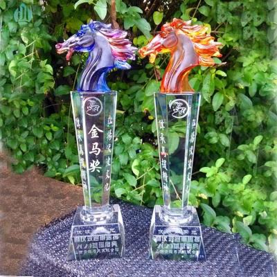 China Wholesale Custom Glass Resin Acrylic Trophy China Crystal Awards And Metal Trophies With UV Color Printing Laser Logo for sale